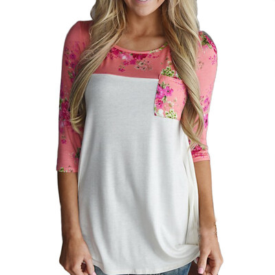 

Autumn Women Loose Cotton Tops Flower Print T Shirt Vintage Long Sleeve Shirt Casual Female Tops