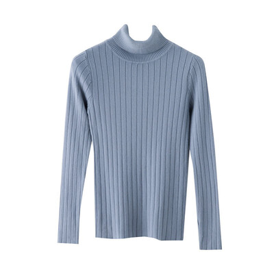 

Autumn Winter New Slim Solid Color Knitted Top Turtleneck Long Sleeve Women Female T-shirt
