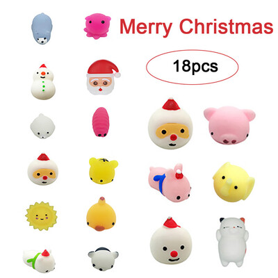 

Gobestart 18PC Christmas Toys Mini Cute Squeeze Funny Toy Soft Stress Relief Toy DIY Decor