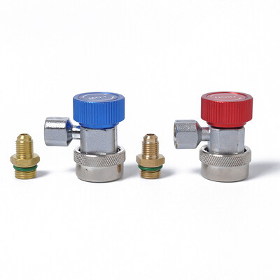 

1Pair R134A AC Blue Red High Low Manifold Quick Coupler Adapter Connector&Valve Remover Tool