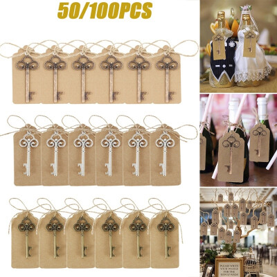 

50100 Pcs Bottle Opener Wedding Souvenirs Beer Opener Keychain with Paperboard Tag Card Party Supplies