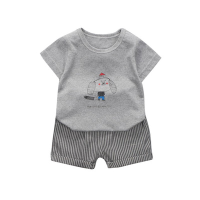 

2PCSSET Baby Boy Girl Summer Cartoon Short Sleeve T-Shirts Casual Shorts Set Toddler Little Outfits Clothing