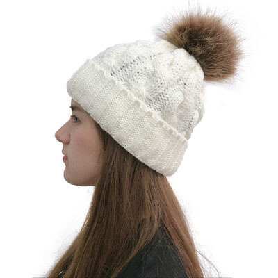

Gobestart Women Casual Solid Stitching Outdoor Plush Ball Hats Crochet Knit Beanie Cap
