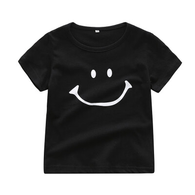 

2019 New Baby Tshirt Pure Cotton Summer Boys And Girls Baby Bottom Smiling Face Knitted Tops Short Sleeve T-shirt Popular