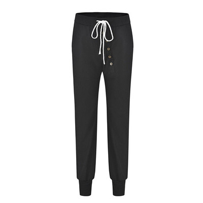 

New England Style Pants Women Solid High Waist Button Harem Pants Female Casual Trousers Pantalones Mujer