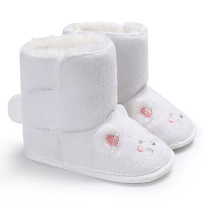 

WEIXINBUY Kids Winter Fashion Child Girls Snow Boots Shoes Warm Plush Soft Bottom Cute Baby Mouse Embroidered Boots 4Color 0-18M