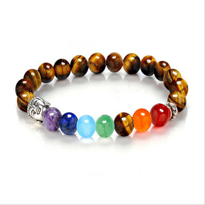 

8mm Tiger Eye Stone Natural Stone Yoga Buddha Head Beads Energy Beads Bracelet