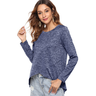 

Women Autumn Winter T Shirt Ladies Sexy O Neck Long Sleeve Split T Shirts Tops Womens Casual Tees Shirt