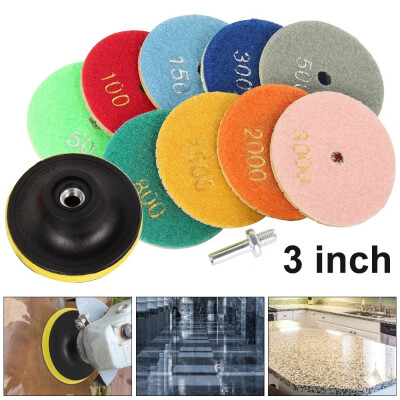 

12pcs 3-inch Diamond Polishing Pads Wet Dry Polished Marble Granite Stone for Granite Concrete Marble