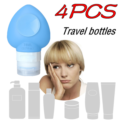 

〖Follure〗4Pcs Silicone Travel Pack Press Bottle Lotion Shampoo Shower Bath Tube Container