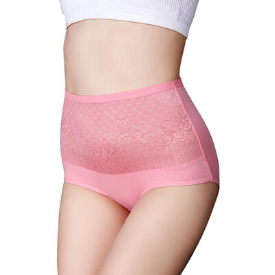 

Comfortable High Rise Flower Pattern Women Briefs Fashion Simple Soft Cotton Blend Breathable Panties -XXL