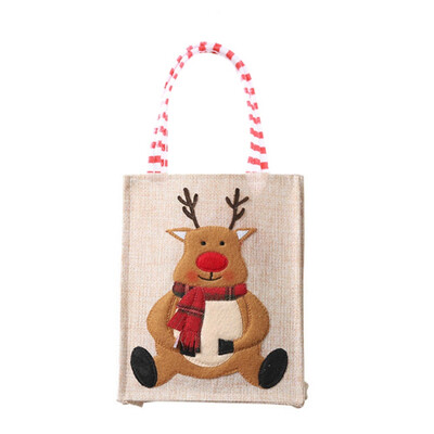 

Linen Stereo Embroidered Christmas Gift Bag Children Candy Gift Bag Cute Santa Tote Christmas Storage Bag