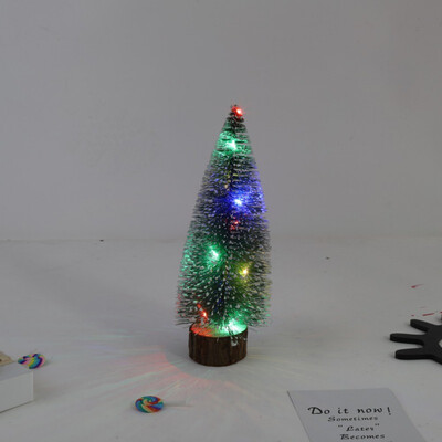 

Tabletop Christmas Tree Miniature Pine Frosted With LED Design Trees With Wood Base Crafts Home Decor Ornaments Arbol De Navidad