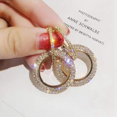 

Round Diamond Stud Earrings Simple Geometric Circle Earrings for Women GirlsRose GoldGoldSilver