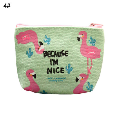 

Cute Flamingo Print Canvas Coin Purse Card Keys Holder Women Zipper Mini Wallet