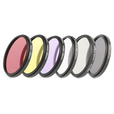 

Round Red Black Transparent Grey Yellow Purple Diving Filter for Gopro UV 52MM Lens Filter Set with Ring Adapter