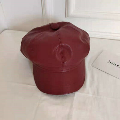 

Womens PU Leather Beret Hat Retro French Beret Hats for Girls Holiday Gifts