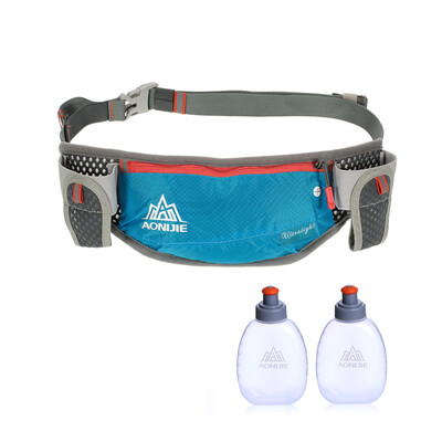 

AONIJIE Running Hydration Belt Bottle Holder Belt Reflective Running Water Belt Fanny Pack Waist Packs with Two 170ml Water Bottle
