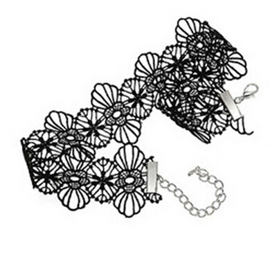 

Women Black Lace Flower Choker Necklace Bracelet Sweet Jewelry Sets Stylish