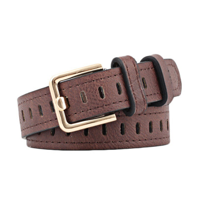 

Solid Color Belt For Women PU Leather Fashion Casual Wide Long Porous Square Buckle Hollow Imitation Belt Female