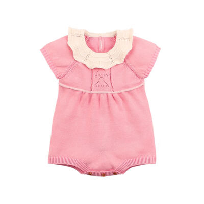 

Autumn Clothes for Infant Baby Girl Clothes Short Sleeve Knitted Solid Print Rompers Jumpsuit Baby Clothes