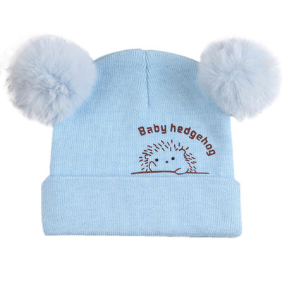

Cute Winter Newborn Cute Warm Kids Girls Boys Baby Cartoon Bear Hats Knitted Wool Hemming Caps With Ball