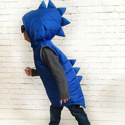 

Kids Baby Girl Dinosaur Cotton-padded Jacket Waistcoat Vest Sleeveless Outwear