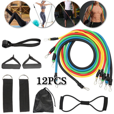 

12Pcs 8 Type Yoga Pull Rope Exercise Resistance Bands Fitness Stretch Workout Bands