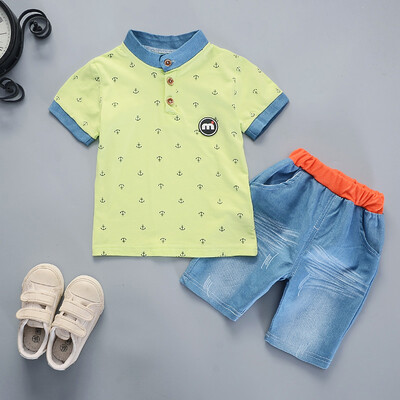 

Children Set Kids Boys Clothing Casual Short Sleeve T-shirt Denim Pant Set Summer Fashion Outfits Set for Boy