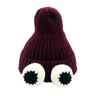 

Baby Caps Winter Newborn cartoon big eyes knitted headgear pink warm Baby soft cute hat