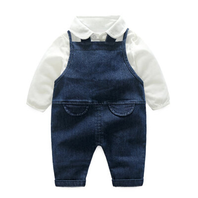 

New Year Spring Kids Girls Boys Costumes Set High Quality Long Sleeve Shirt Strap Pants Children Clothing 0-3Y