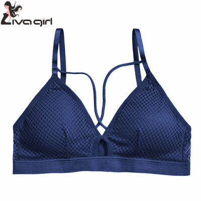 

French Style Bralette Women Bras Seamless Deep-V Lace Bra Wire Free Thin Underwear Sexy Lingerie Soft Bras Ladies Beauty Back