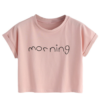 

Cotton Letter Printed Cute T-Shirt 2018 Women Summer Crop Top women Top Clothes Short Sleeve Tees
