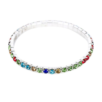 

Colorful Shine Glitter Alloy Rhinestone Extensible Wrist Bracelet High Elastic Bangle for Women Girls
