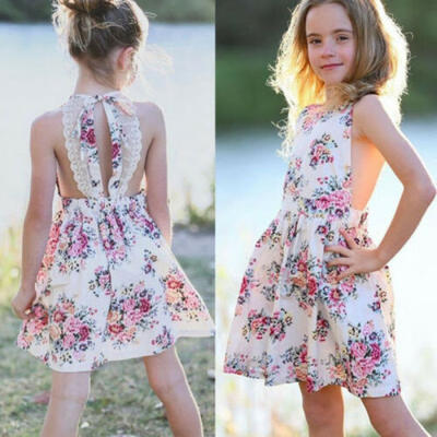 

Toddler Kids Baby Girls Floral Cute Princess Wedding Strap Dresses Tutu Sunsuit