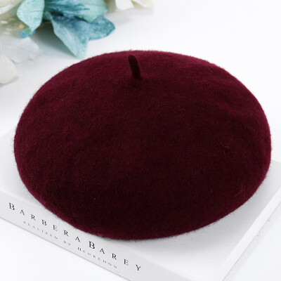 

2019 new beret retro pumpkin hat student literary artist hat wool plus thick hundred-set womens hat