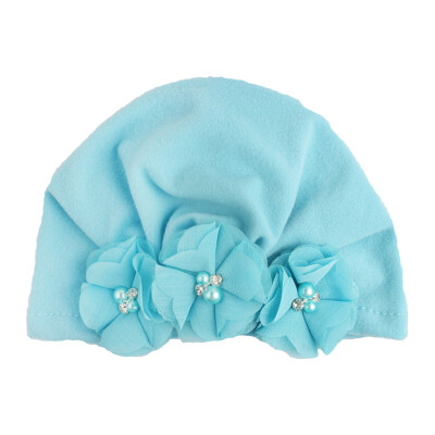 

Fashion Soft Baby Caps Fashion Pearl Floral Design Girls Boys Caps Baby Hat Infant Turban Elastic Cap 1-3T