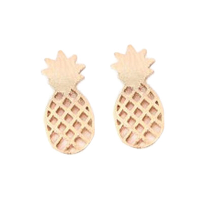 

New Fashion Cute Accessories Drawing Pineapple Earrings Alloy Plated Tri-color Lovely Fruit Stud Earrings