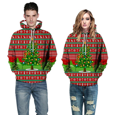 

Toponeto Mens Casual Christmas Funny 3D Print Party Long Sleeve Hoodie Top Blouse Coat