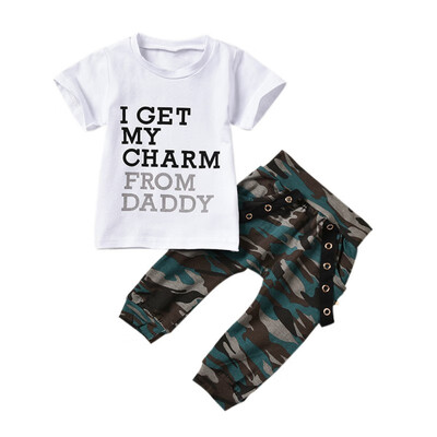

Baby Boy Clothes Summer Baby Boy Letter Pattern Short Sleeve T-shirt Tops Trousers Pants Casual Outfits Set