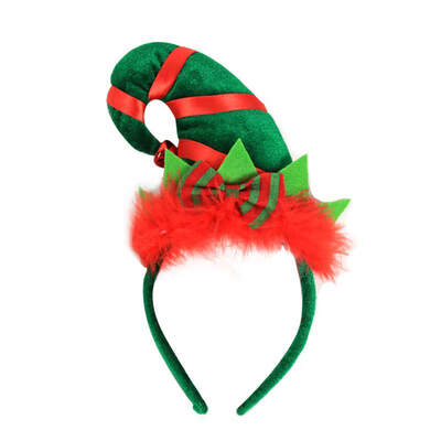 

Christmas Decoration Red Feather Elf Headband Pointed Hat Hair Hoop Party Fancy Dress Up Headwear