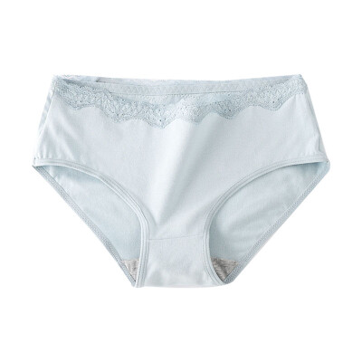 

Simple Breathable Solid Color Lace Decoration Briefs Fashion Sexy Cotton Women Mid Waist Panties