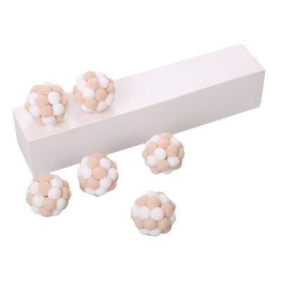 

Gobestart 6PCS Pet Cat Toy Hand Made Plush Bells Bouncy Ball Interactive Chew Toy Pet Gift