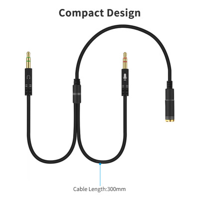 

M4 35mm Audio Y Splitter Cable 1 Female to 2 Male Headphone Microphone Cord Gold Plated for Headphone to PC Adapter