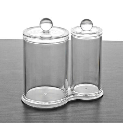 

Cosmetic Storage Jar Girl Makeup Container Acrylic Dual Cotton Bud Jewellery Organizer Box