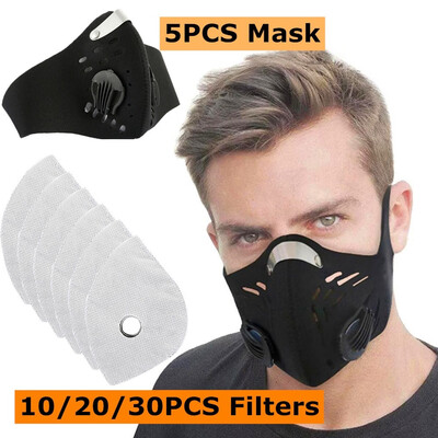 

5PCS PM25 Medical Mask PM25 Face Mask Mouth Mask Earmuff Activated Carbon With 1020PCS Filters