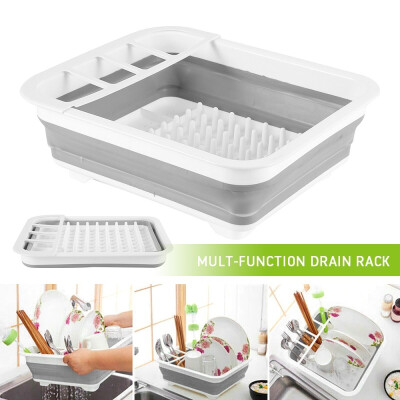 

Draining Basket Foldable Kitchen Dish Rack Cup Drainer Dry Tableware Organizer Bowls Holder Fruit Washing Basket