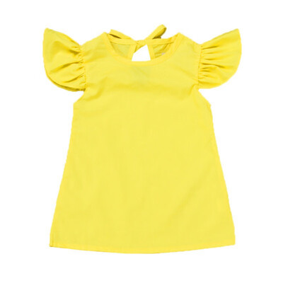

Summer Casual Baby Girls Solid Dress Cotton Kids Toddler Flying Sleeve Sundress Princess Dress 9-24M