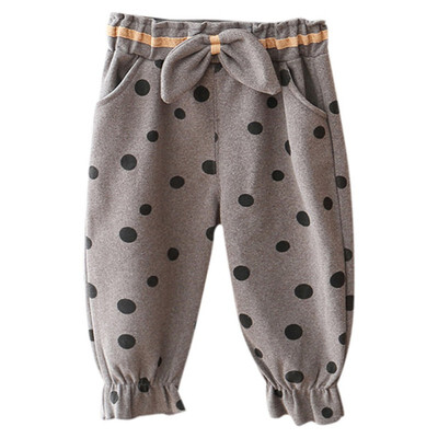 

Girls Pants Cotton Polka Dot Print Pants Casual Bow Decoration Trousers Toddler Clothes Bottoms