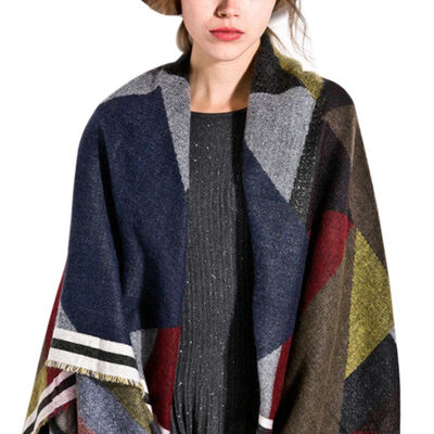 

Fashion Women Jacquard Scarf Imitation Wool Scarf Colorful Geometric Square Scarf Female Soft Warm Wrap Shawl Scarves